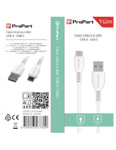 ProPart Cavo Carica e Dati Tipo-C 2.4 A. Lunghezza 2 metri Bianco