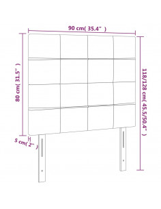 Testiera a LED Rosa 90x5x118/128 cm in Velluto