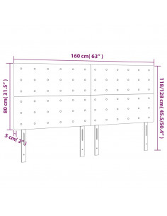 Testiera a LED Bianco 160x5x118/128 cm in Similpelle