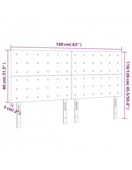 Testiera a LED Bianco 160x5x118/128 cm in Similpelle