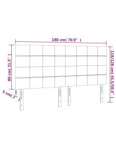 Testiera a LED Nera 180x5x118/128 cm in Velluto