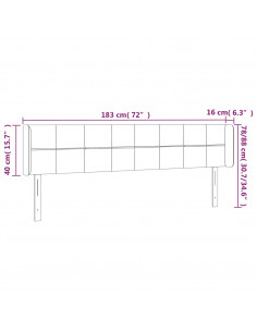 Testiera a LED Nera 183x16x78/88 cm in Velluto