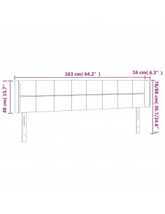 Testiera a LED Tortora 163x16x78/88 cm in Tessuto