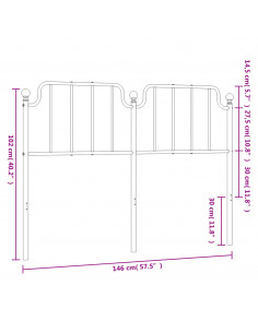 Testiera in Metallo Nero 140 cm