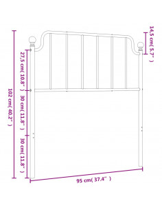 Testiera in Metallo Nero 90 cm