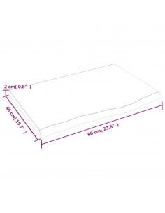 Piano Tavolo Marrone Chiaro 60x40x2cm Rovere Massello Trattato