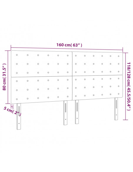 Testiera a LED Blu Scuro 160x5x118/128 cm in Velluto
