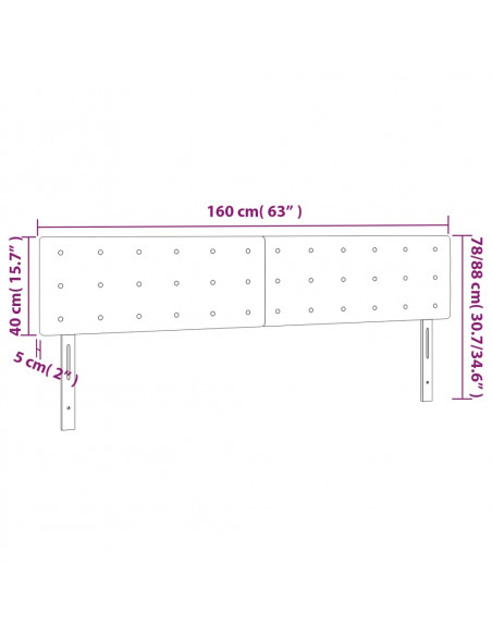 Testiera Cappuccino a LED 160x5x78/88 cm in Similpelle