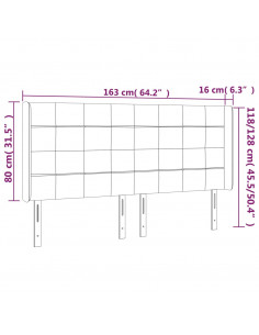 Testiera a LED Marrone Scuro 163x16x118/128 cm in Tessuto