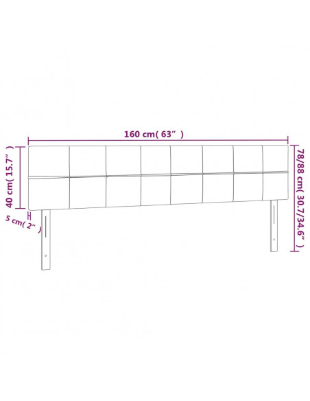 Testiera a LED Marrone Scuro 160x5x78/88 cm in Tessuto
