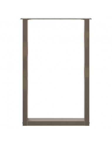 Gambe per tavolo da bar a forma di U 2 pz in acciaio naturale 60x(90-91) cm