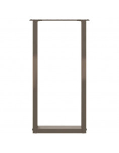 Gambe per tavolo consolle a forma di U 2 pz in acciaio naturale 38x(72-73) cm