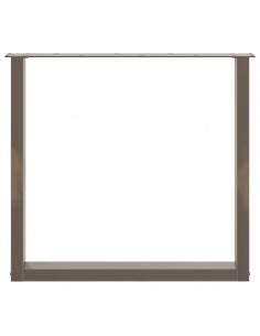 Gambe Tavolino Caffè a U 3 pz Naturale 80x(72-73)cm in Acciaio