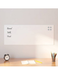 Lavagna Magnetica a Parete Bianca 100x40 cm Vetro Temperato