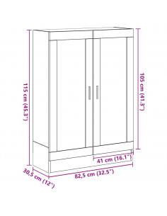 Libreria Rovere Nero 82,5x30,5x115 cm in Legno Multistrato