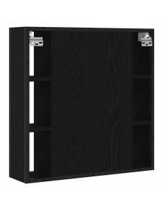 Mobile Bagno Specchio Rovere Nero 60x16x60 Legno Multistrato