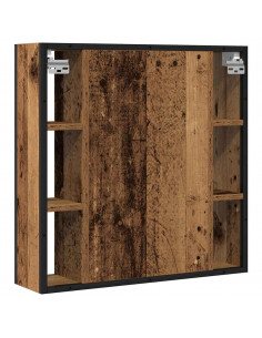 Mobile da Bagno con Specchio Legno Antico 60x16x60cm Truciolato