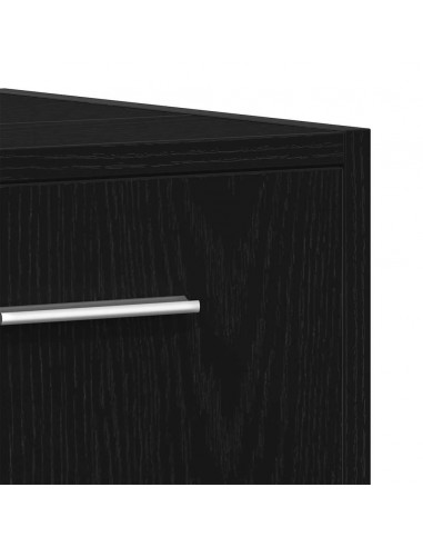 Mobile da Bagno con Specchio Rovere Nero in Legno Multistrato