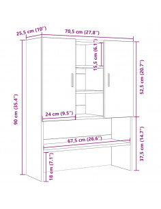 Mobile per Lavatrice Rovere Nero 70,5x25,5x90 cm