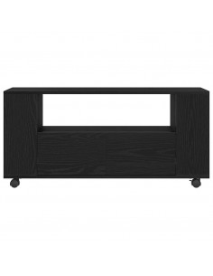 Mobile Porta TV con Ruote Rovere Nero 102x34,5x43 cm Truciolato