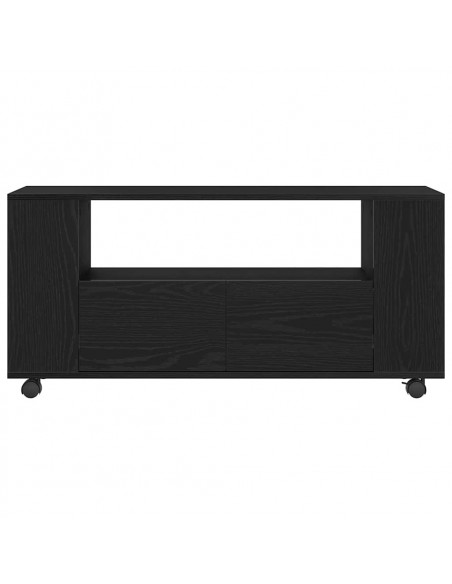 Mobile Porta TV con Ruote Rovere Nero 102x34,5x43 cm Truciolato