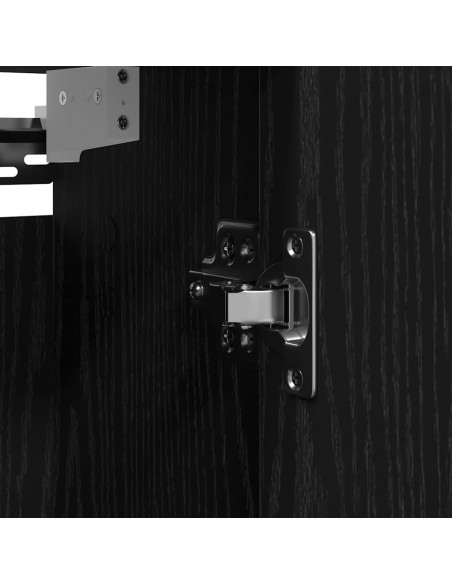 Pensile da Bagno con Specchio Rovere Nero 60x21x60 cm