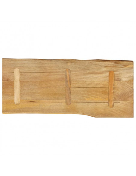 Piano Tavolo 100x40x2,5 cm Bordi Vivi in Legno Massello Mango