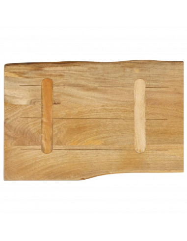 Piano Tavolo 70x40x2,5 cm Bordi Vivi in Legno Massello di Mango