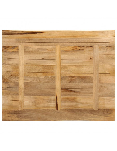 Piano Tavolo Bordi Vivi 100x80x3,8 cm Legno di Mango Grezzo