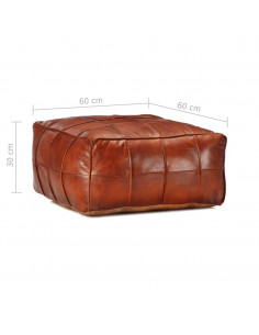 Pouf Tanno 60x60x30 cm in Vera Pelle di Capra