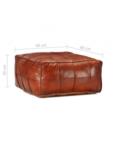 Pouf Tanno 60x60x30 cm in Vera Pelle di Capra