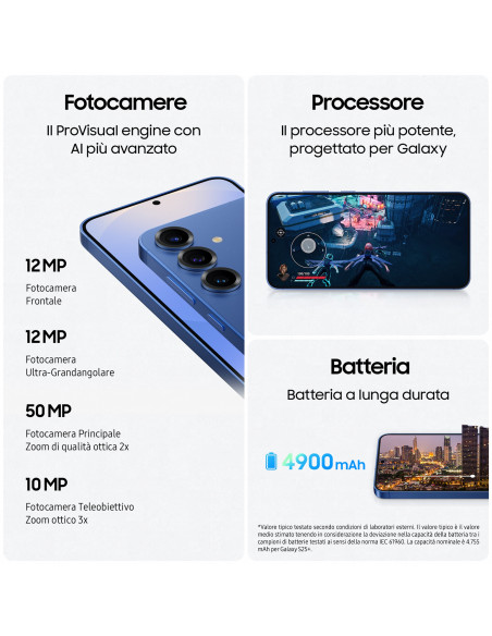 Samsung Galaxy S25+ Smartphone AI, Display 6.7'' QHD+ Dynamic AMOLED 2X, Fotocamera 50MP, RAM 12GB, 512GB, 4.900 mAh, Navy