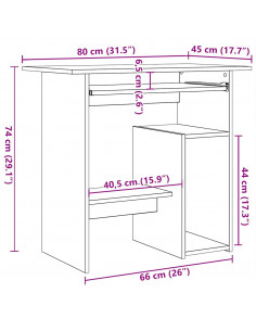 Scrivania Rovere Nero 80x45x74 cm in Legno Multistrato