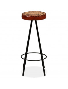 Set da Bar 9 pz in Legno Massello di Recupero Vera Pelle e Tela