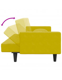 Set di Divani 2 pz con Cuscini Giallo in Velluto