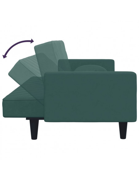 Set di Divani 2 pz con Cuscini Verde Scuro in Velluto