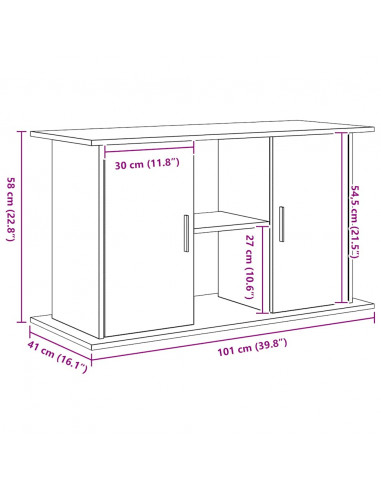 Supporto Acquario 101x41x58 cm Legno Multistrato Rovere Nero