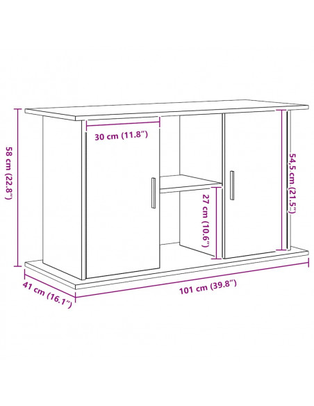 Supporto Acquario 101x41x58 cm Legno Multistrato Rovere Nero