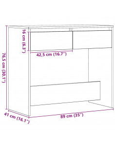 Tavolino Consolle Rovere Nero 89x41x76,5cm Legno Multistrato