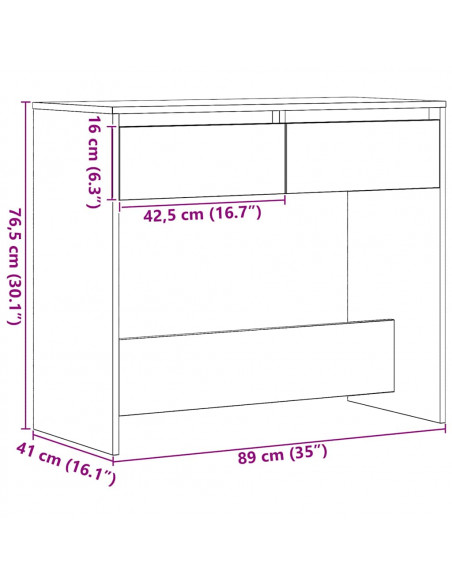 Tavolino Consolle Rovere Nero 89x41x76,5cm Legno Multistrato