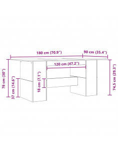 Tavolo da Pranzo Rovere Nero 180x90x76 cm Legno Multistrato