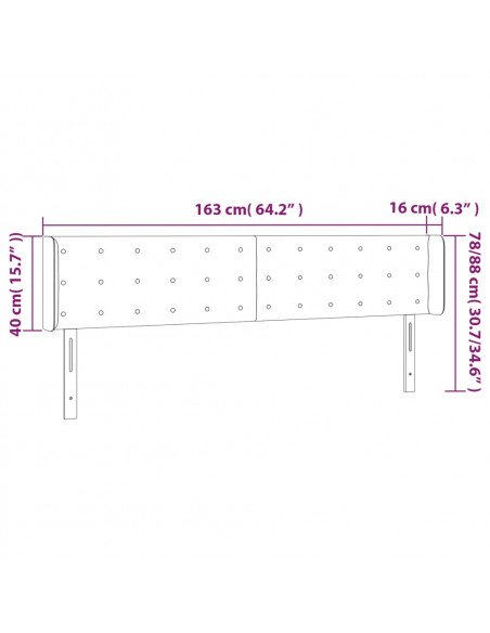 Testiera Cappuccino a LED 163x16x78/88 cm in Similpelle