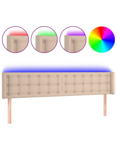 Testiera Cappuccino a LED 163x16x78/88 cm in Similpelle