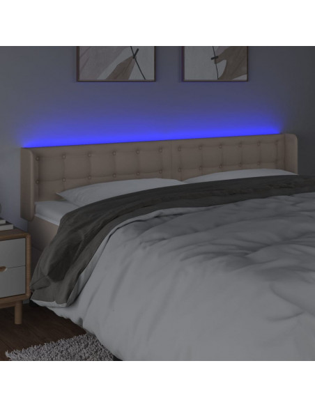 Testiera Cappuccino a LED 163x16x78/88 cm in Similpelle