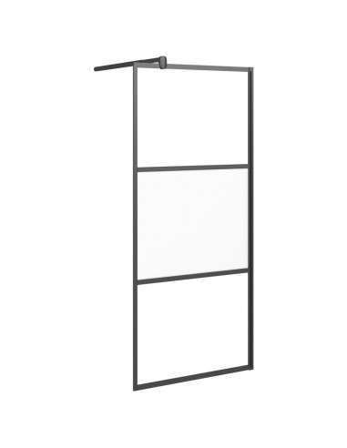 Parete Doccia Walk in 80x195 cm Vetro Semi Smerigliato ESG Nero