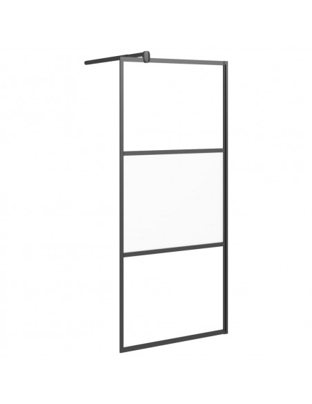 Parete Doccia Walk in 80x195 cm Vetro Semi Smerigliato ESG Nero