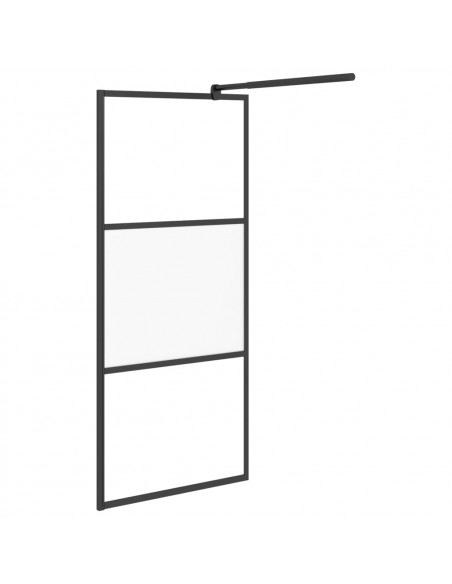 Parete Doccia Walk in 80x195 cm Vetro Semi Smerigliato ESG Nero