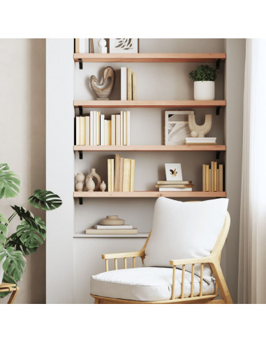 Ripiano a Parete 80x30x(2-4) cm Massello Rovere Non Trattato