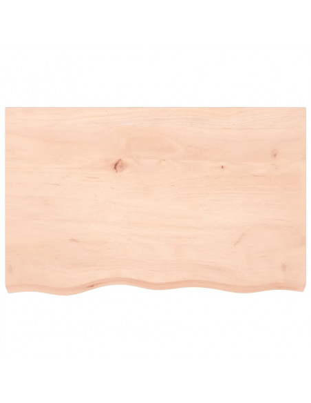 Piano per Tavolo 80x50x(2-6) cm in Rovere Massello Non Trattato