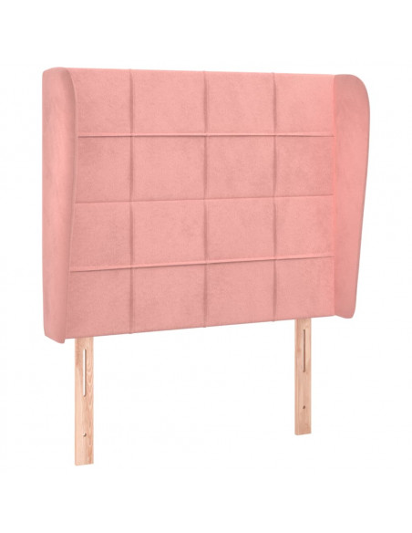 Testiera ad Orecchio Rosa 93x23x118/128 cm in Velluto